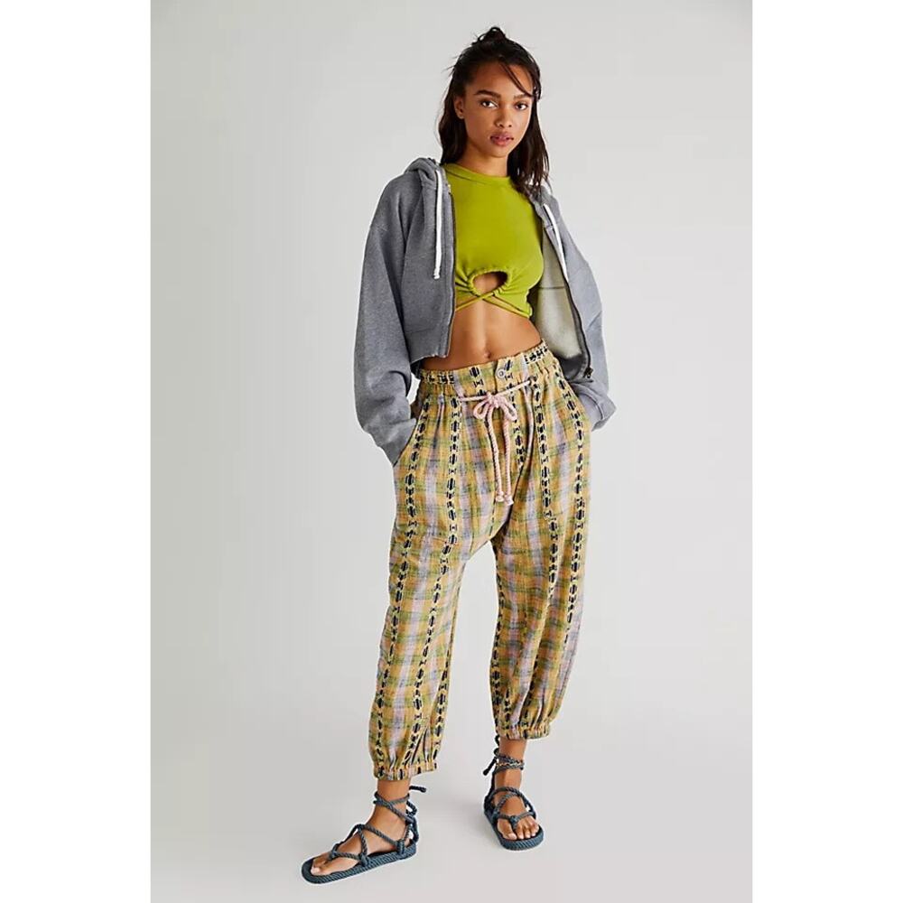 Free People Desert Heat Plaid Pants NWT Medium